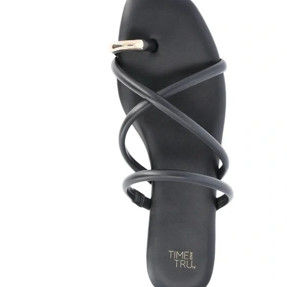 nwt time and tru black Sandals with Gold Accent - Picture 3 of 5